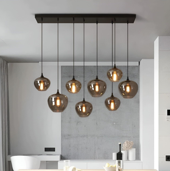 Modern Smoke Gray Glass Lamp Designer Chandelier