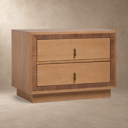 Happyarcadian Two-Drawer Oak Bedside Table