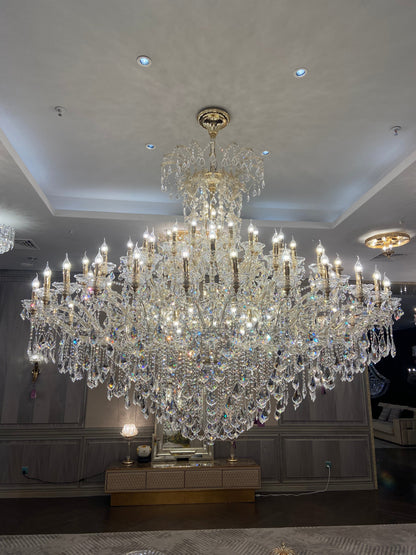 Extra Large Elegant Crystal Chandelier in Branch Style with Candle Layers for Stairs Living Room and Foyer