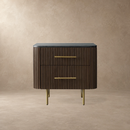 Double Drawer Bedside Chest with Stone Top