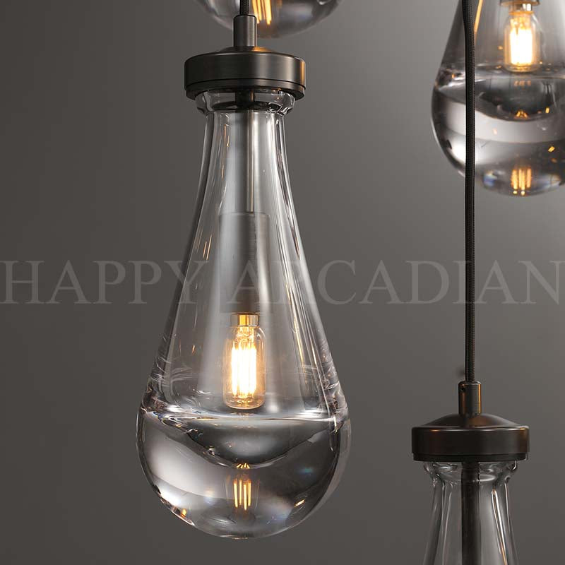 HA Raindrop Glass Round Chandelier 47"