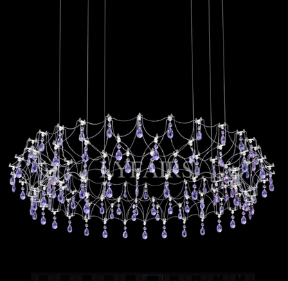 Shimmering Dreamcatcher Crystal Chandelier with Cascading Colorful Firefly-like Crystals