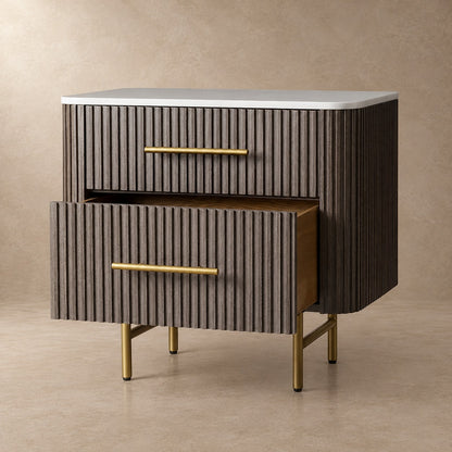 Double Drawer Bedside Chest with Stone Top