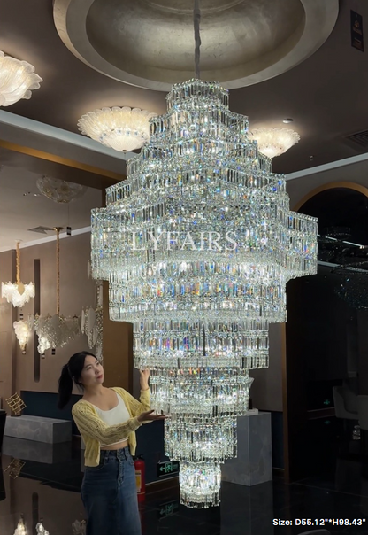 Luxury Extra Large Plaza Multi-Tier Crystal Chandelier For  Hotel Hall / 2 Story Foyer / High Ceiling Living Room