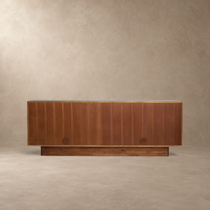 Geometric Fluted Plinth Wood Storage Console