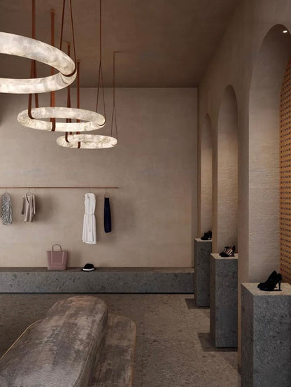 Modern Round Alabaster Chandelier for Living Room/Bedroom