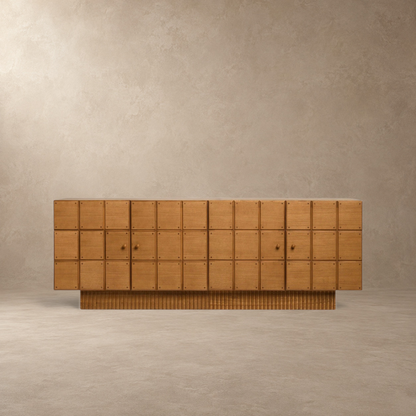 Geometric Fluted Plinth Wood Storage Console