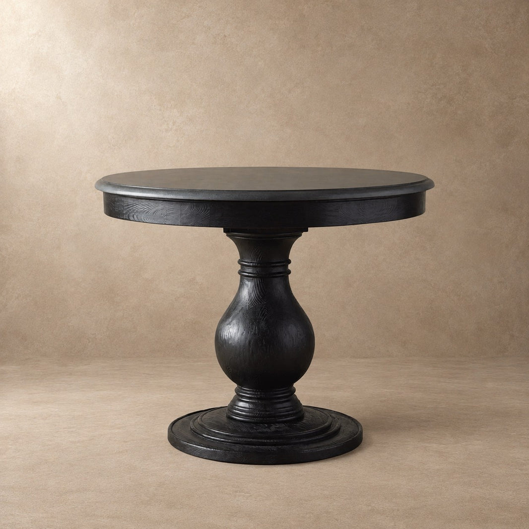 Round Pine Base Dining Table with Marble Slab