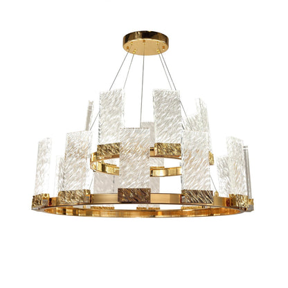 Haloire  2-Tier Round LED Glass Chandelier