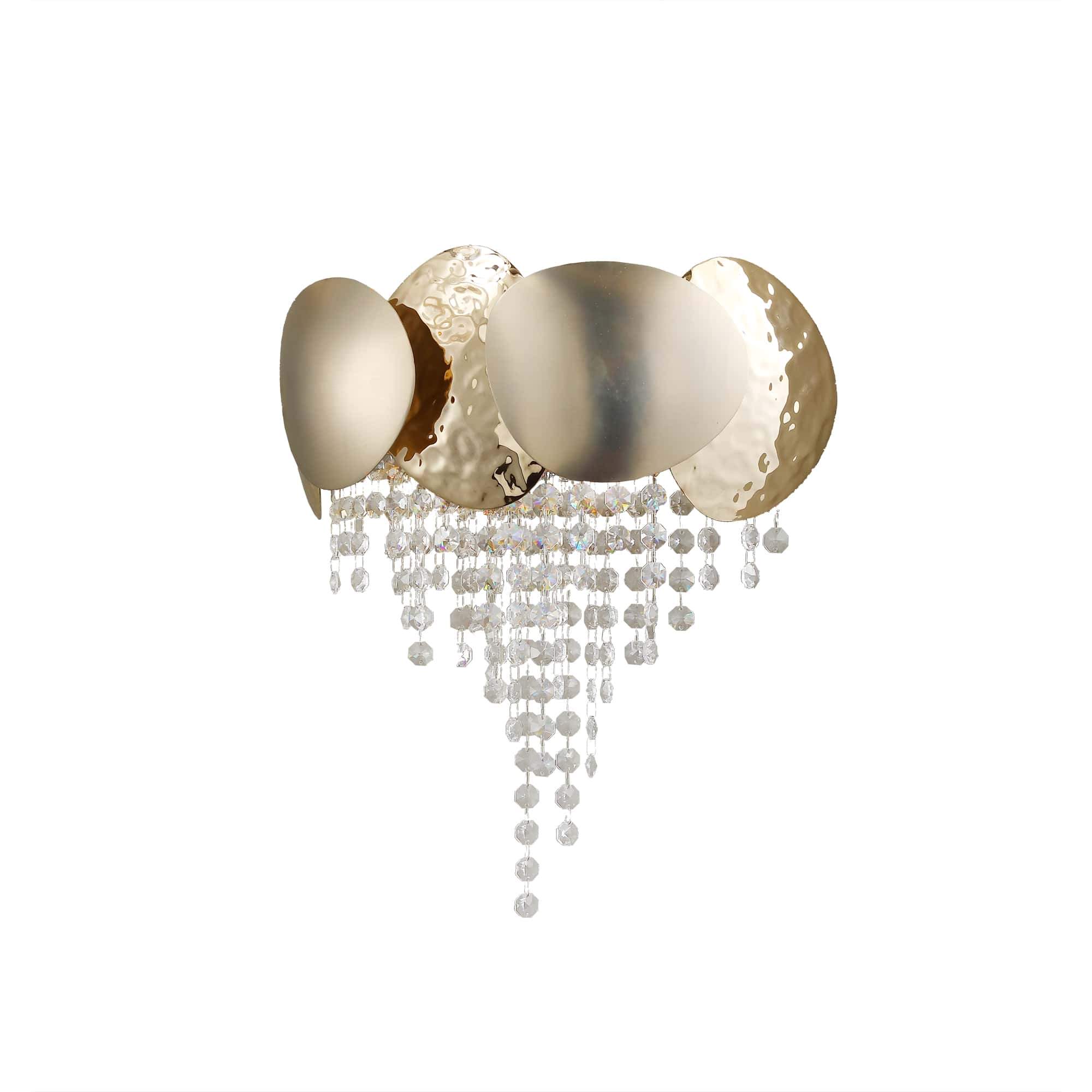 Elegant Brass Crystal Wall Sconce with Clear K9 Crystal