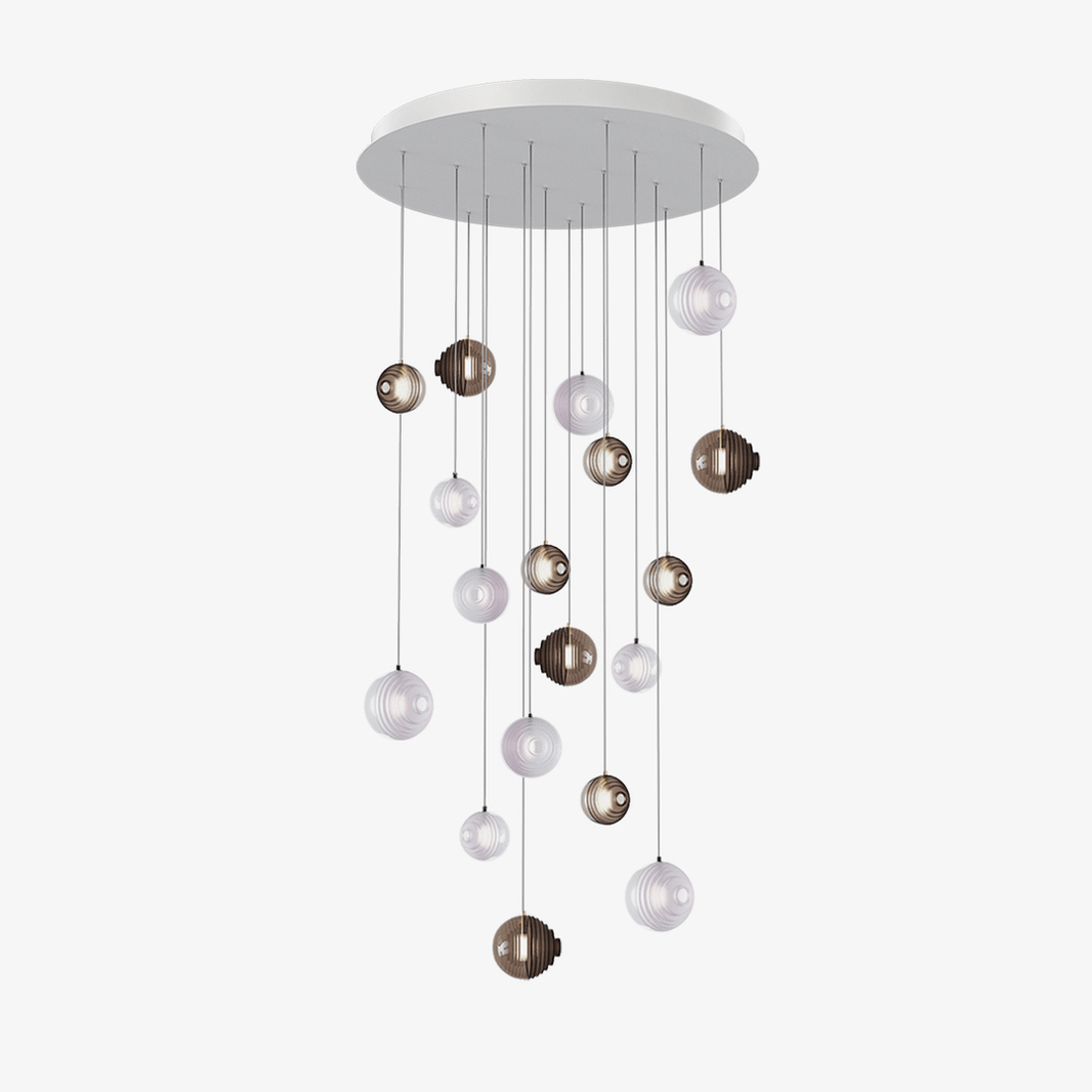 Cosmic Sphere Cascade Glass Chandelier