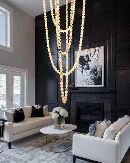 Pearl Necklace Alabaster Globe Beaded Linear Chandelier 40"-197"
