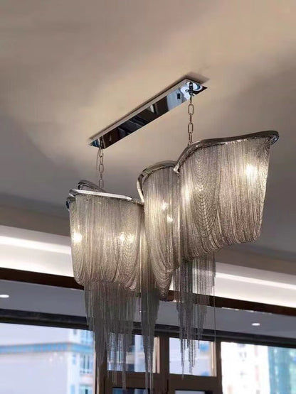 Luxury Gold/Sliver Tassel Linear Art Chandelier