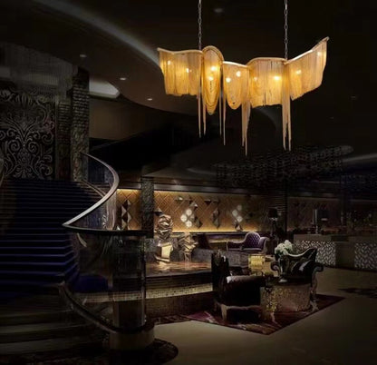 Luxury Gold/Sliver Tassel Linear Art Chandelier