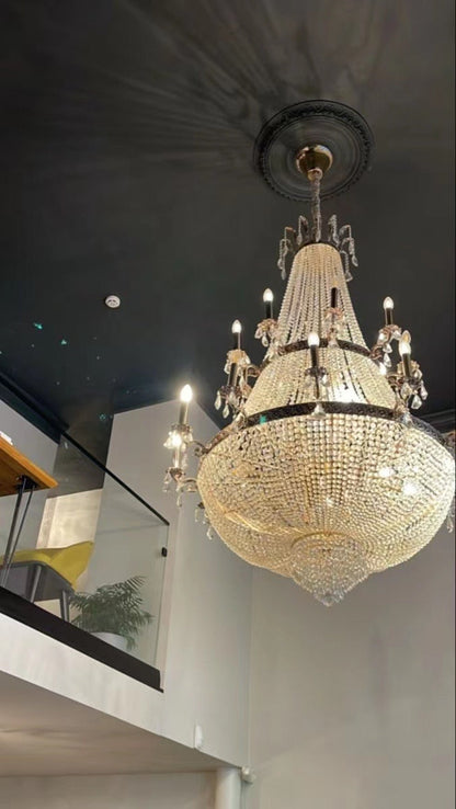 Oversized Luxury Double-layers Golden French Style Crystal Chandelier for Living/Dinning Room/Foyer/Hallway/Staircase