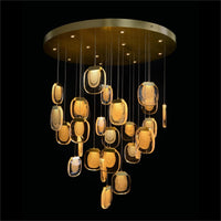 Bansho: Layered Glass Thirty-Nine-Light Drop Pendant Chandelier - Yovalighting