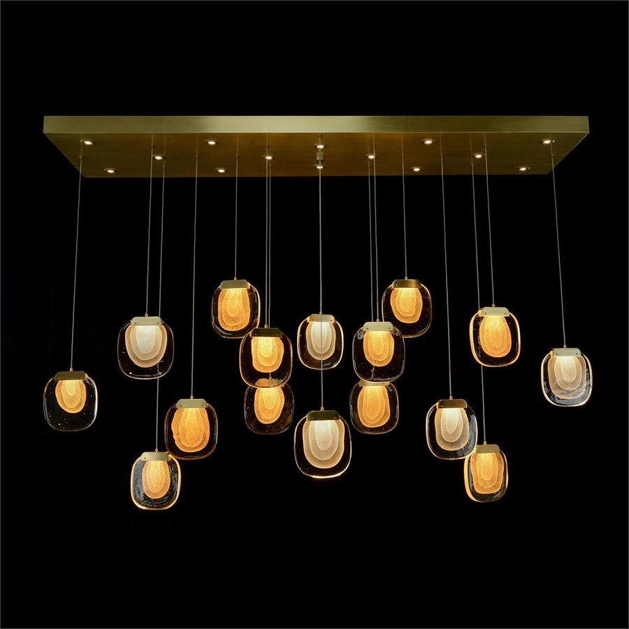 Bansho: Layered Glass Thirty-Light Horizontal Pendant Chandelier - Yovalighting