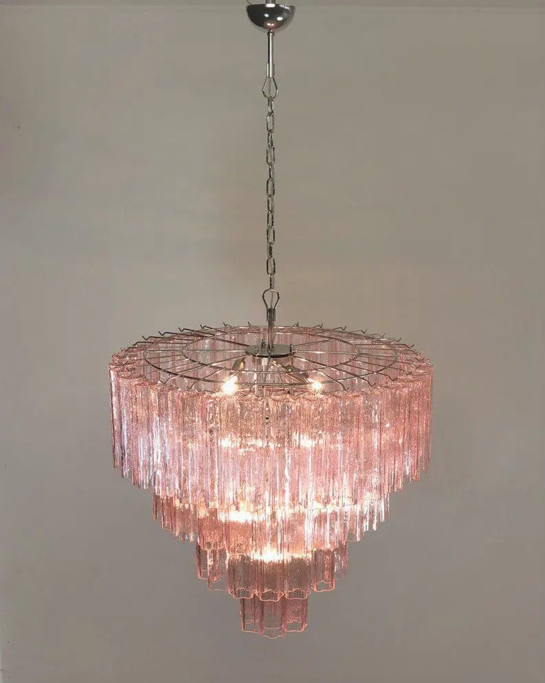 Pink Murano Glass 78-Tube Chandelier