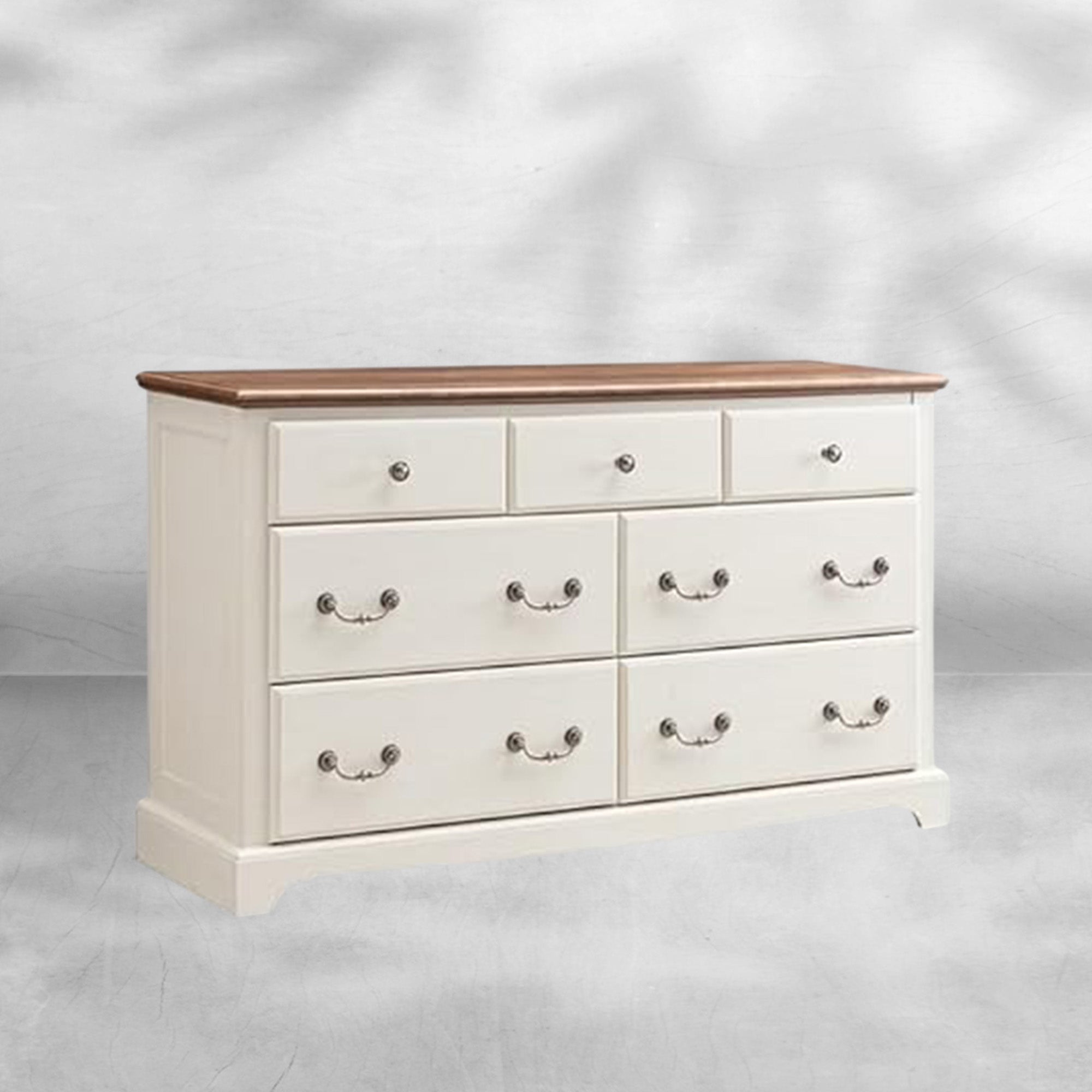Rustic 7 Drawer Wood Dresser Chest for Bedroom