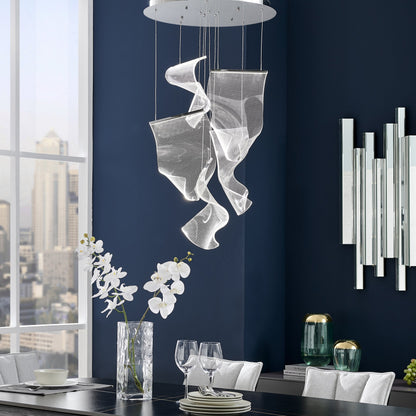 Acrylic Lace 5 Light Chandelier Chrome