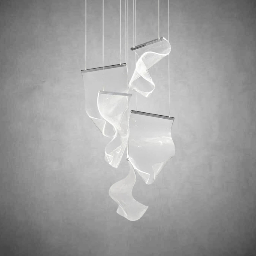Acrylic Lace 5 Light Chandelier Chrome