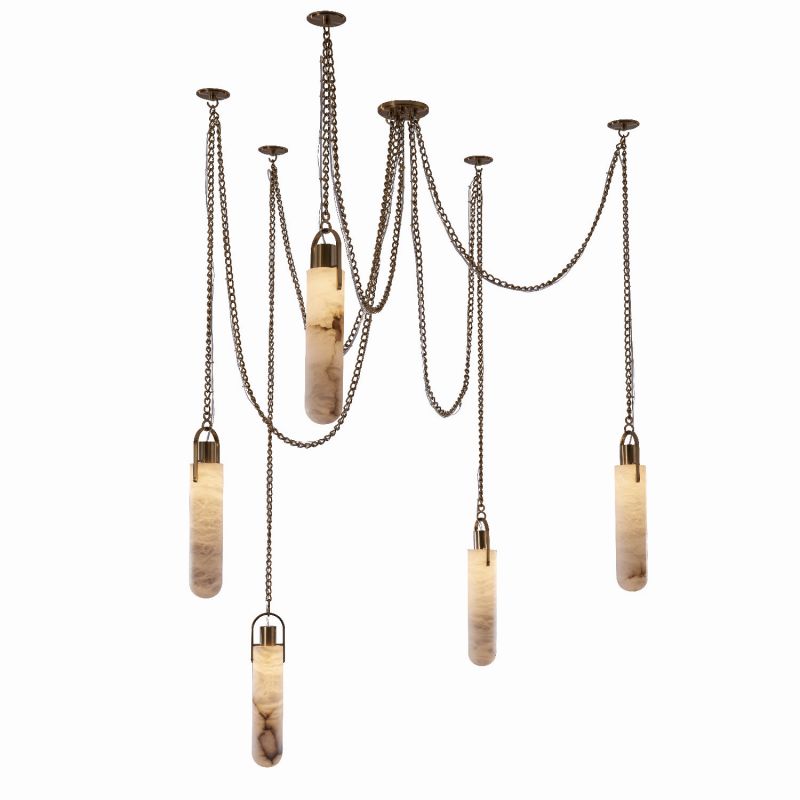 Theresa AlabasteR 5 Light LED Multi-Drop Modern Hanging Pendant Lighting