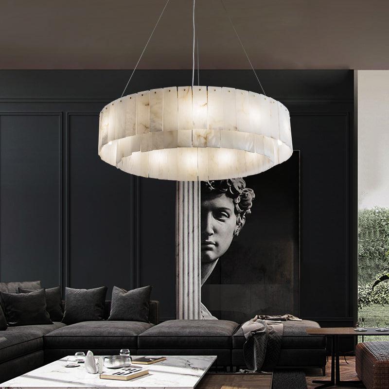 Lincoln Modern Alabaster Two Tier Round Art Chandelier