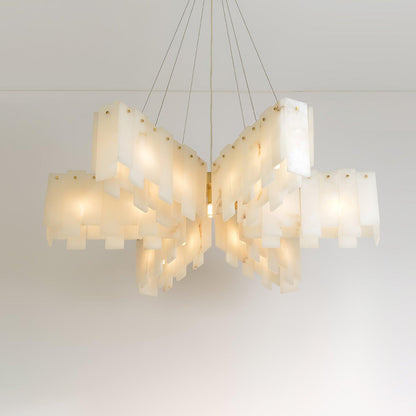 Alabaster Cascade Tiered Chandelier 22.4"-47.2"