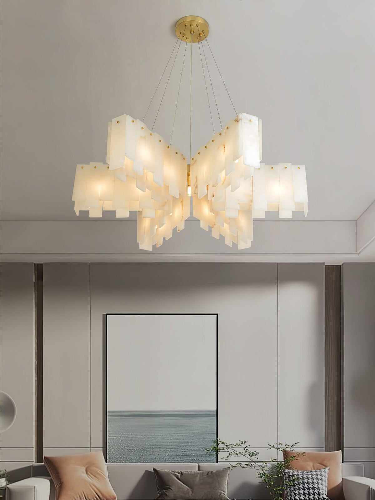 Alabaster Cascade Tiered Chandelier 22.4"-47.2"
