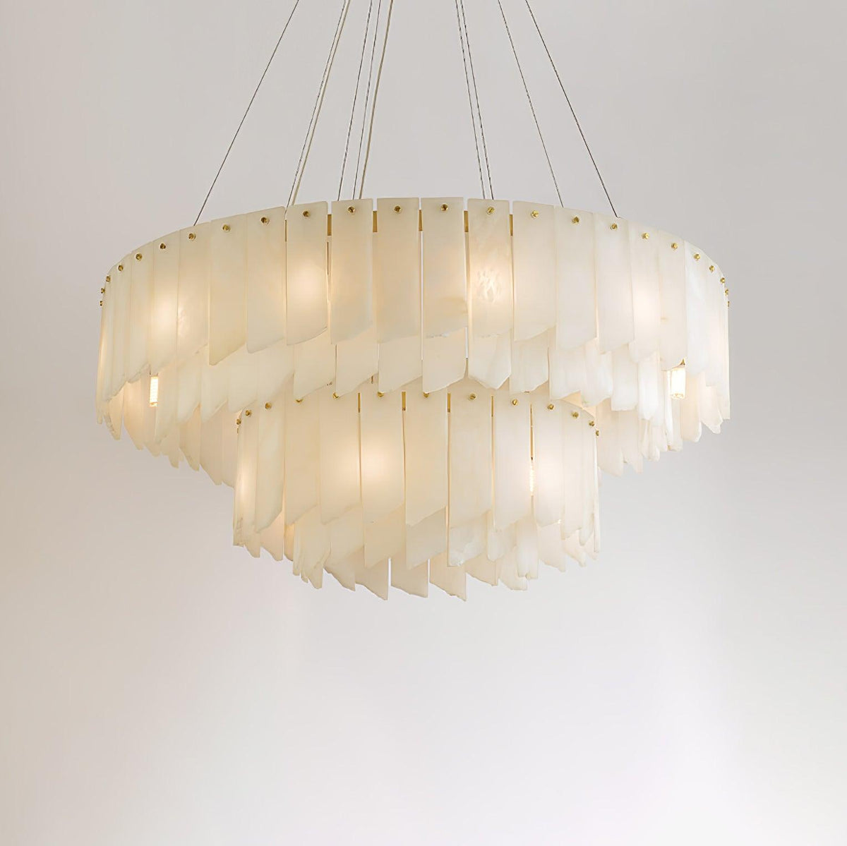 Alabaster Cascade Tiered Chandelier 22.4"-47.2"