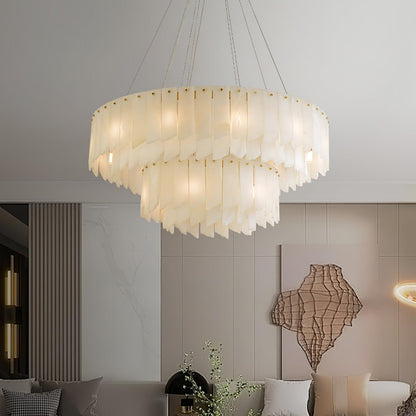 Alabaster Cascade Tiered Chandelier 22.4"-47.2"