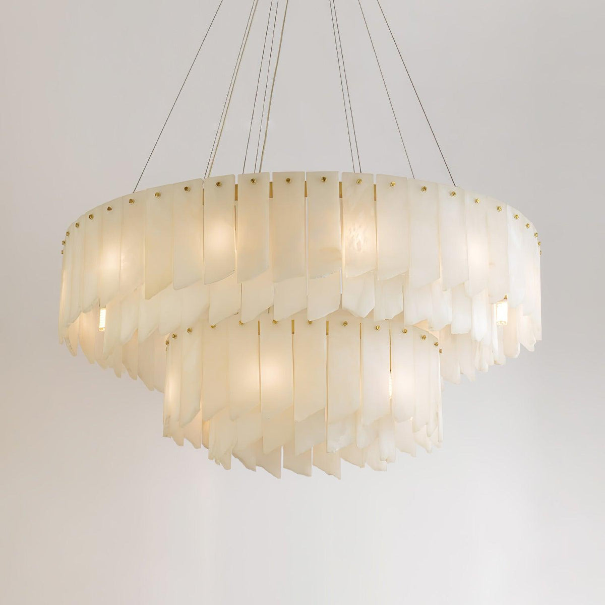 Alabaster Cascade Tiered Chandelier 22.4"-47.2"