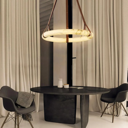 Modern Round Alabaster Chandelier for Living Room/Bedroom