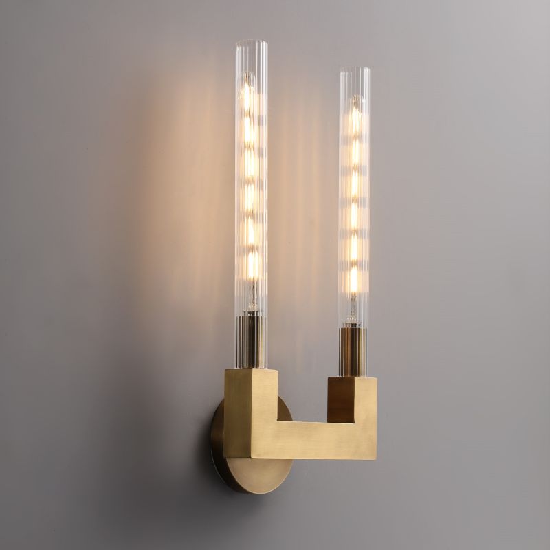 HA Candlestick Glass Wall Sconce for Bedroom