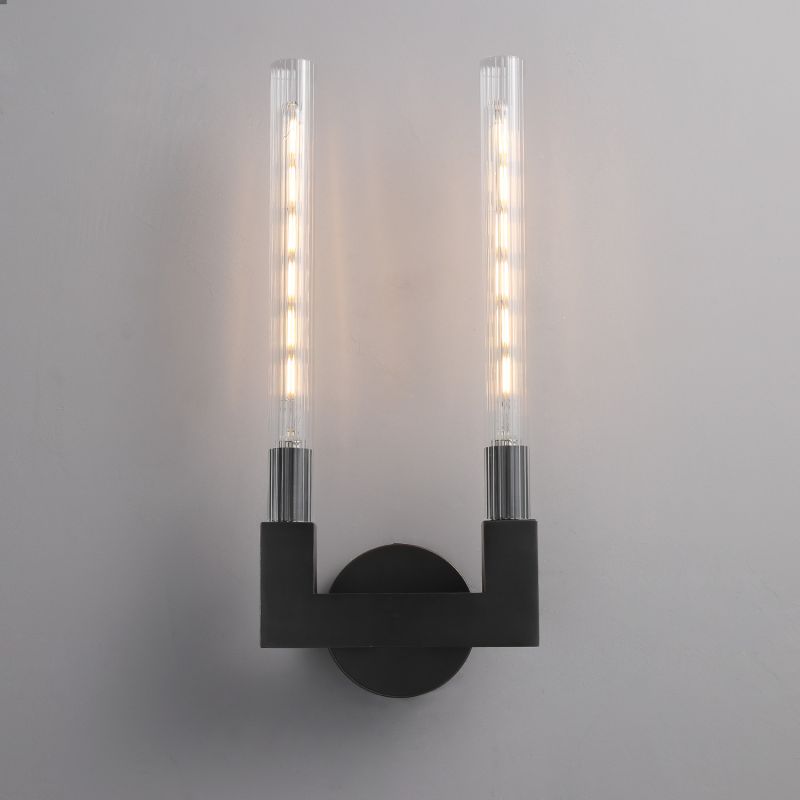 HA Candlestick Glass Wall Sconce for Bedroom