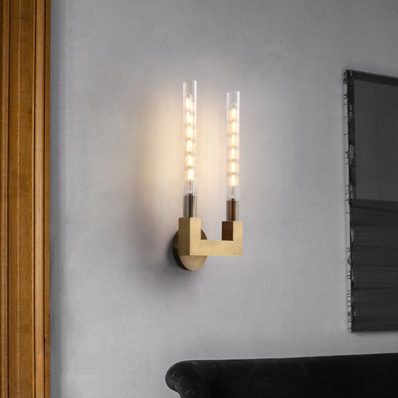 HA Candlestick Glass Wall Sconce for Bedroom