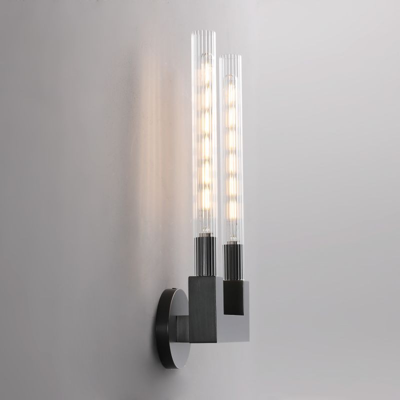 HA Candlestick Glass Wall Sconce for Bedroom