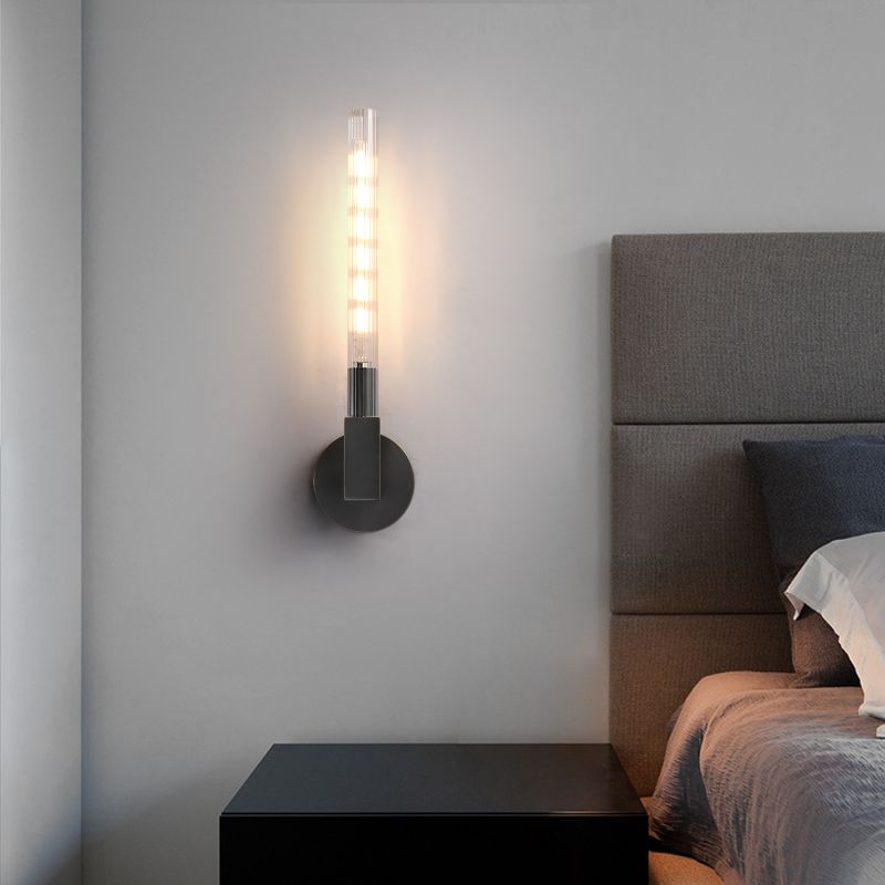 HA Candlestick Glass Wall Sconce for Bedroom