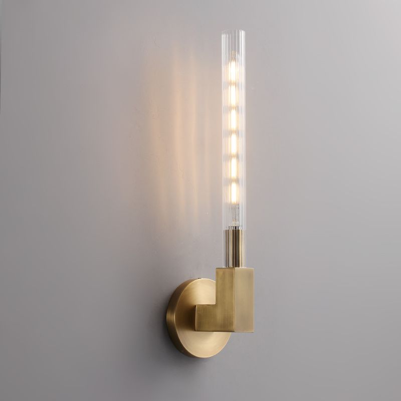 HA Candlestick Glass Wall Sconce for Bedroom