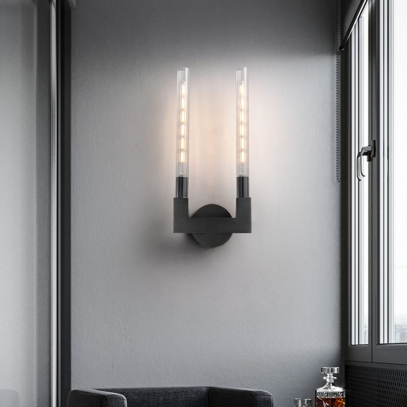 HA Candlestick Glass Wall Sconce for Bedroom