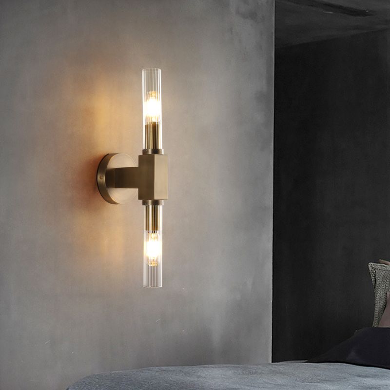 HA Candlestick Glass Wall Sconce for Bedroom