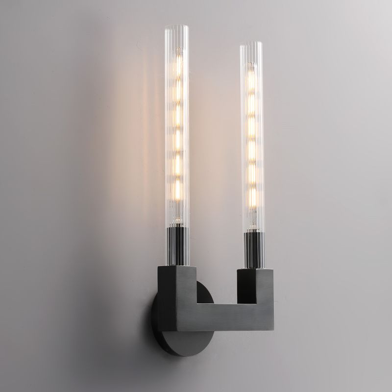 HA Candlestick Glass Wall Sconce for Bedroom