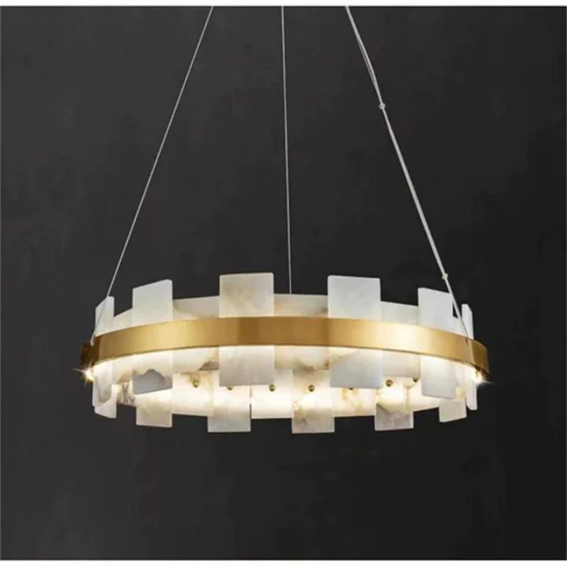 Hailey Alabaster Round/Oval Art Decor Chandelier Lighting