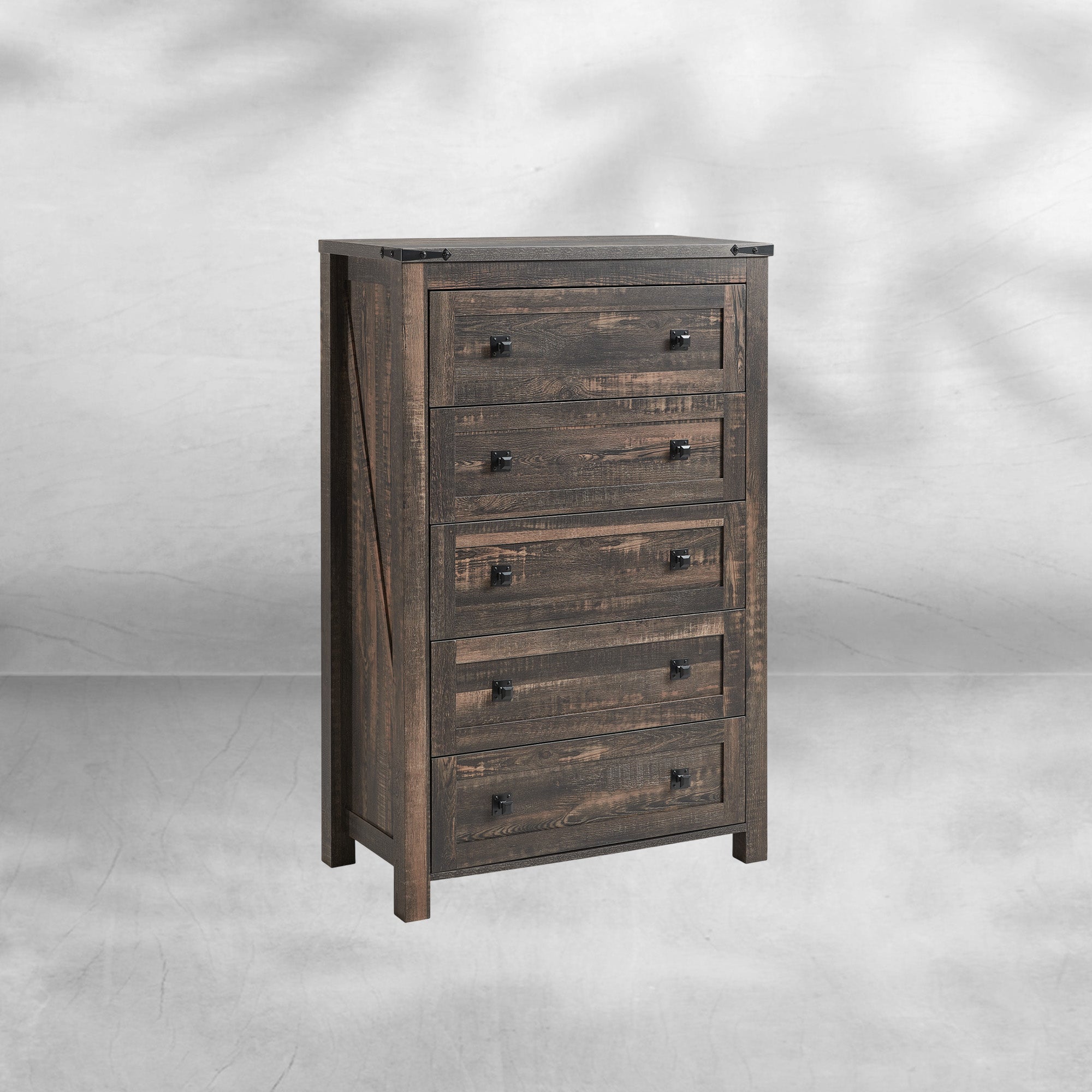 Farmhouse 5 Drawer Dresser - Rustic Wood Chest