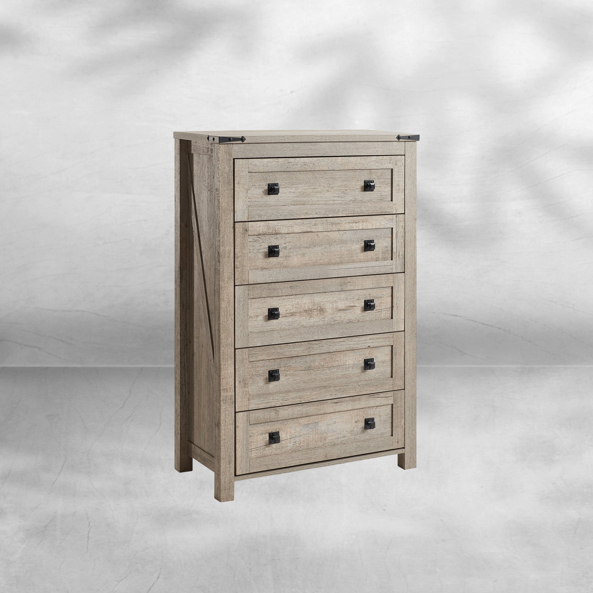 Farmhouse 5 Drawer Dresser - Rustic Wood Chest