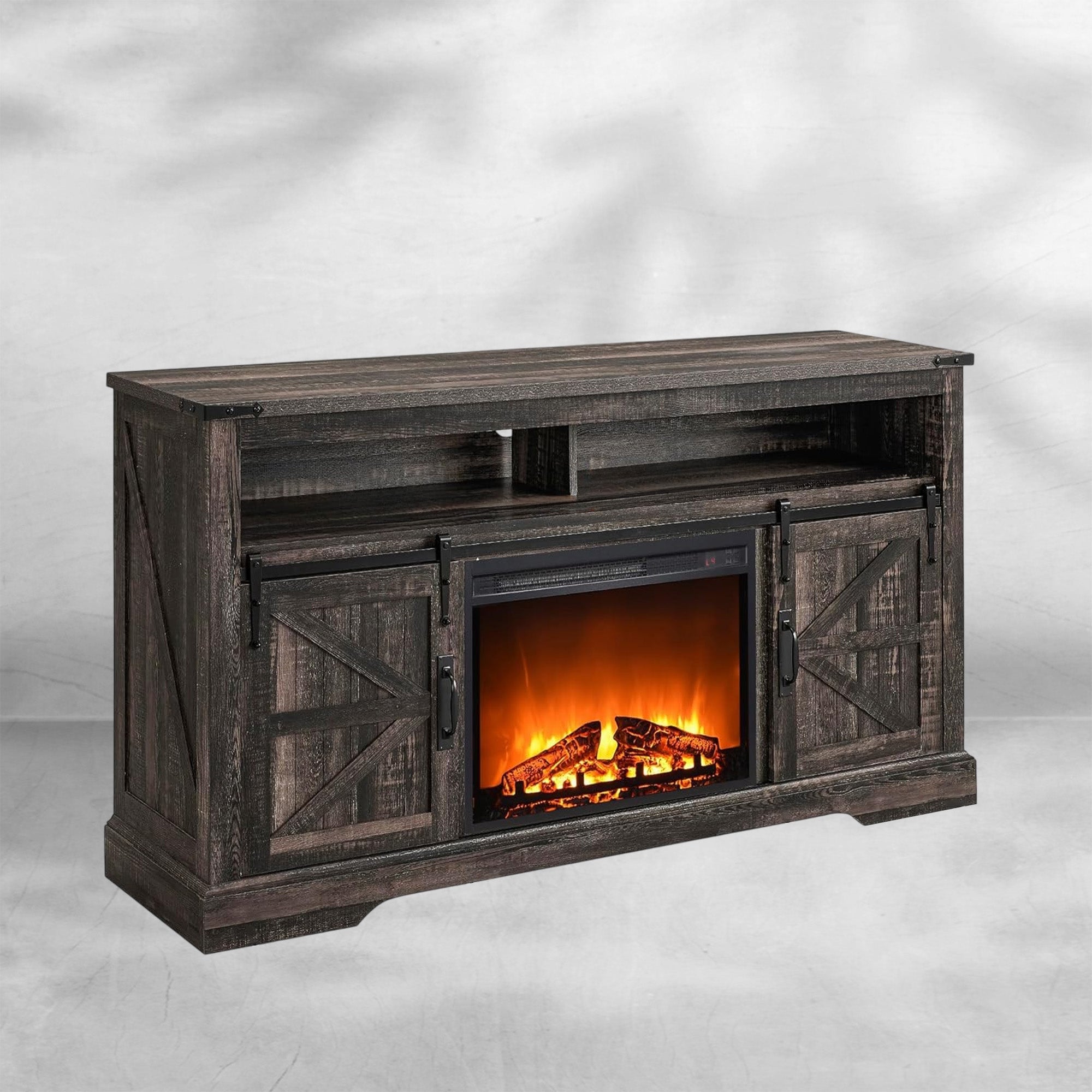 Fireplace TV Stand for 65+ Inch TV, Farmhouse Style