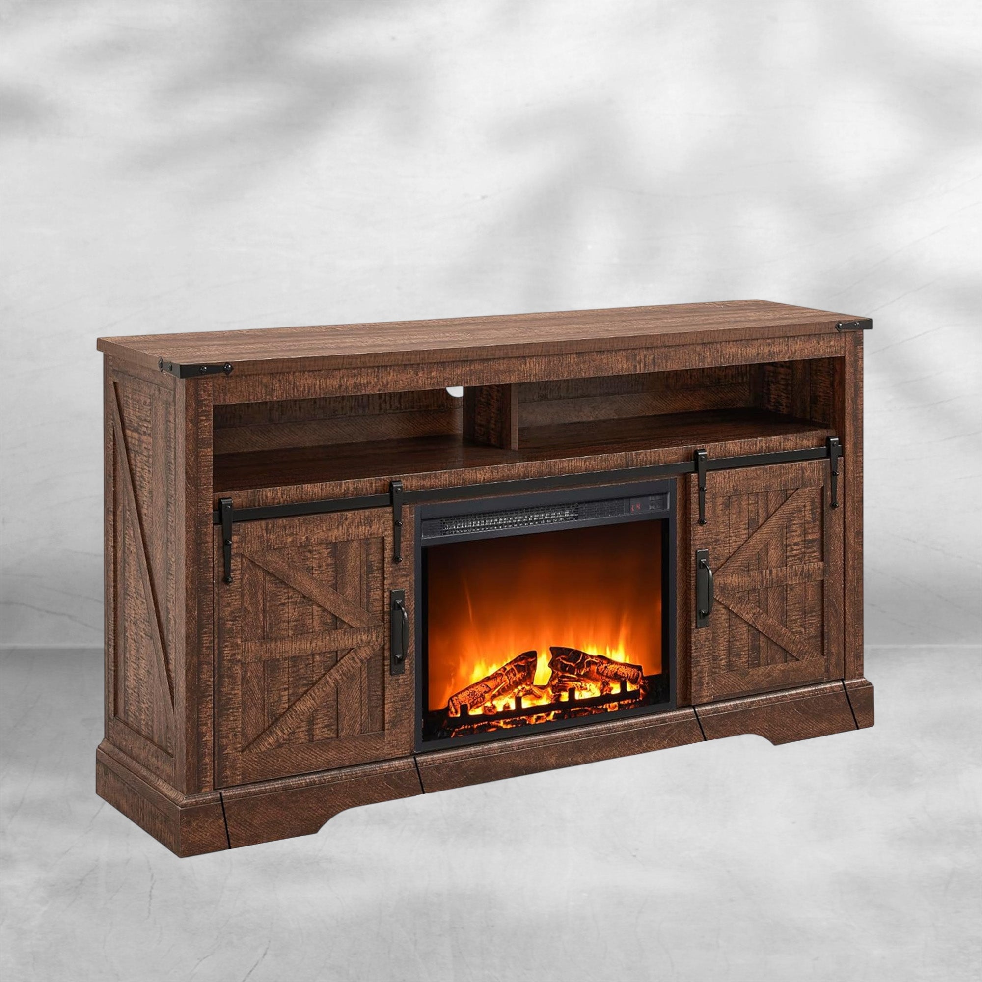 Fireplace TV Stand for 65+ Inch TV, Farmhouse Style