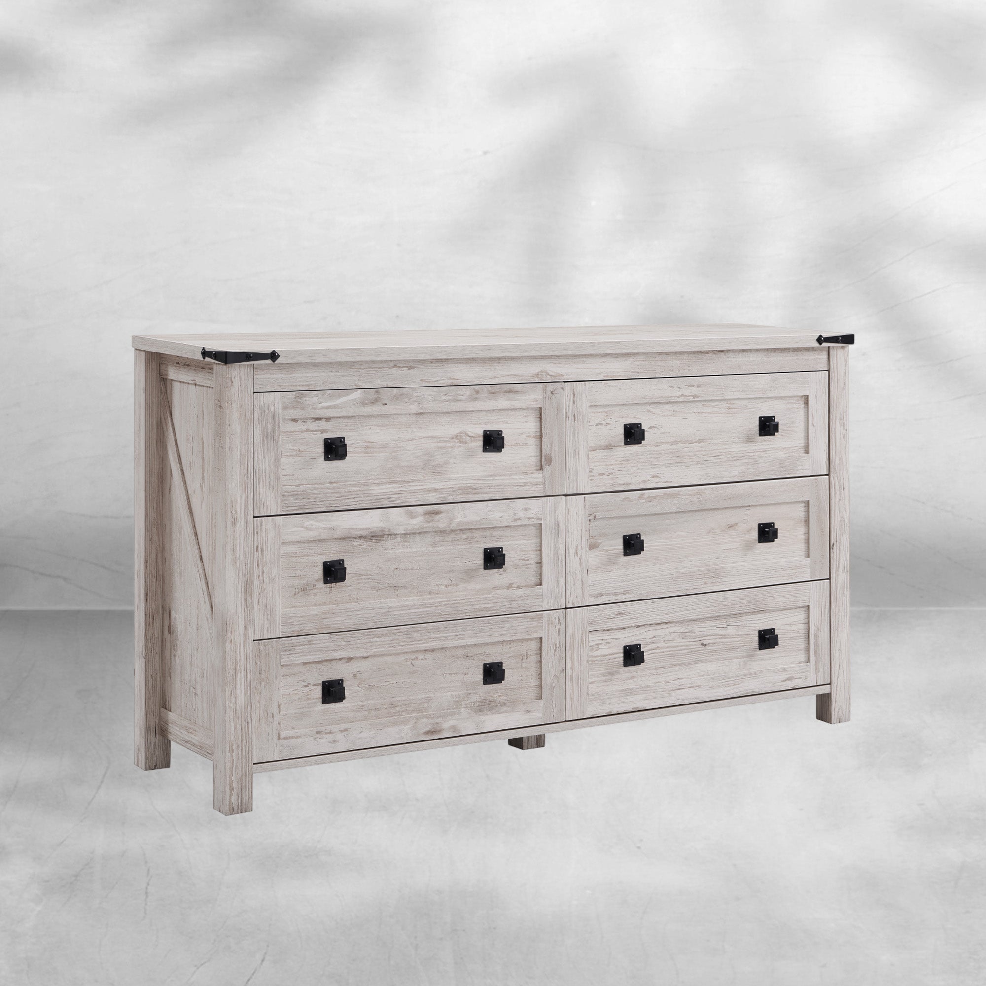 Rustic Farmhouse 6-Drawer Wood Dresser | Bedroom Storage Organizer