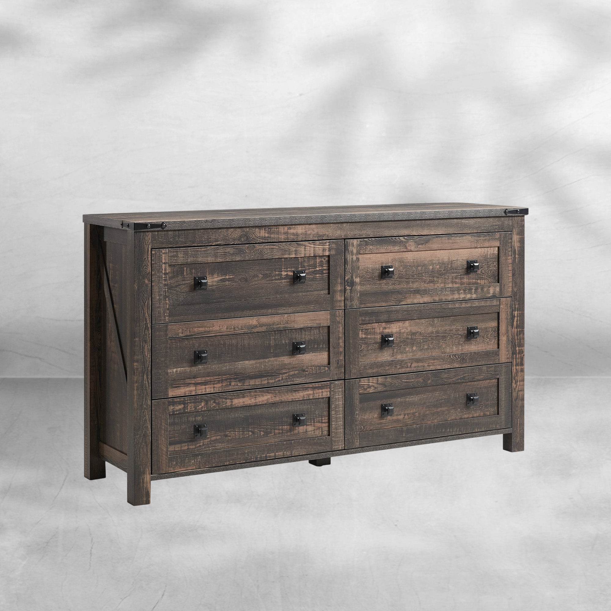 Rustic Farmhouse 6-Drawer Wood Dresser | Bedroom Storage Organizer