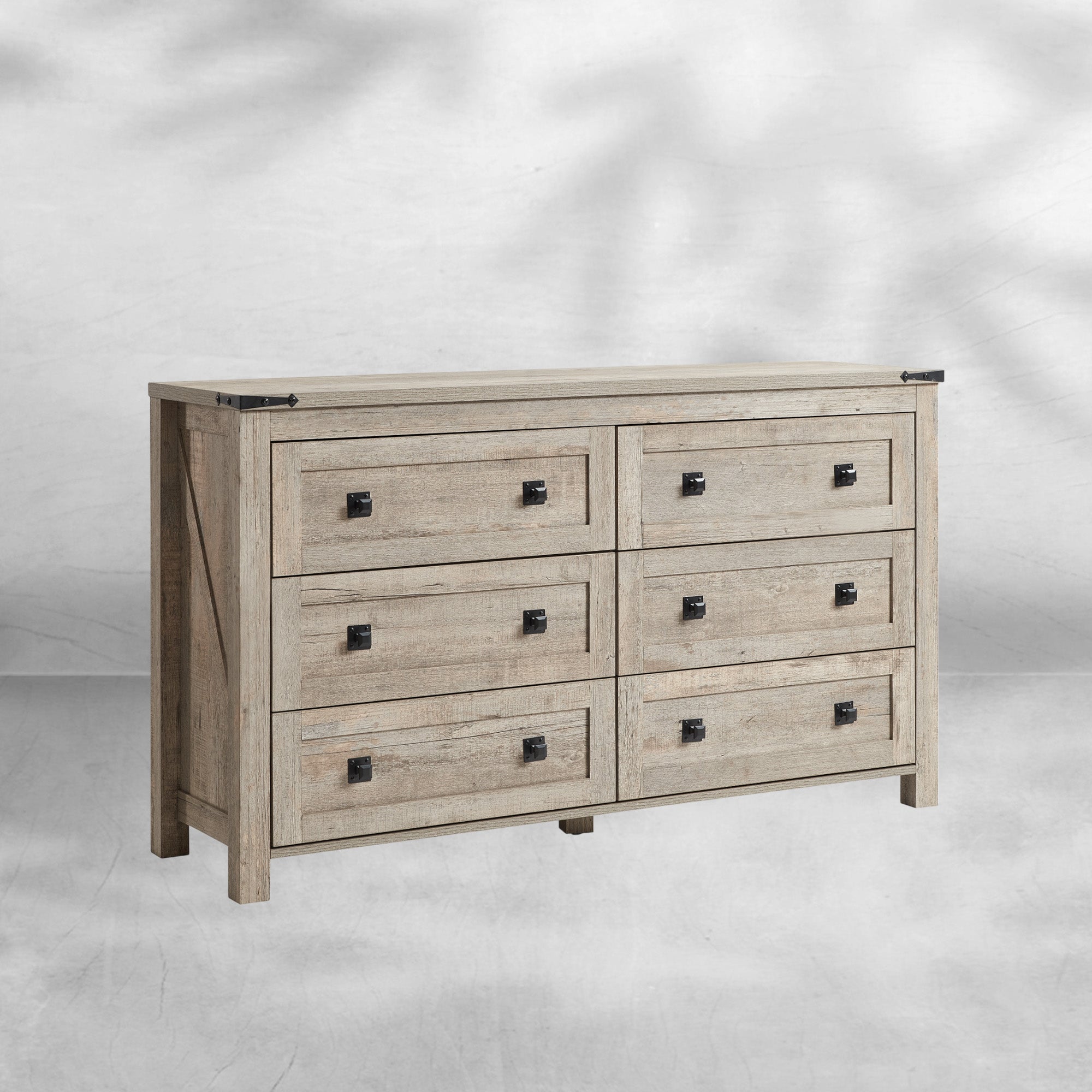 Rustic Farmhouse 6-Drawer Wood Dresser | Bedroom Storage Organizer